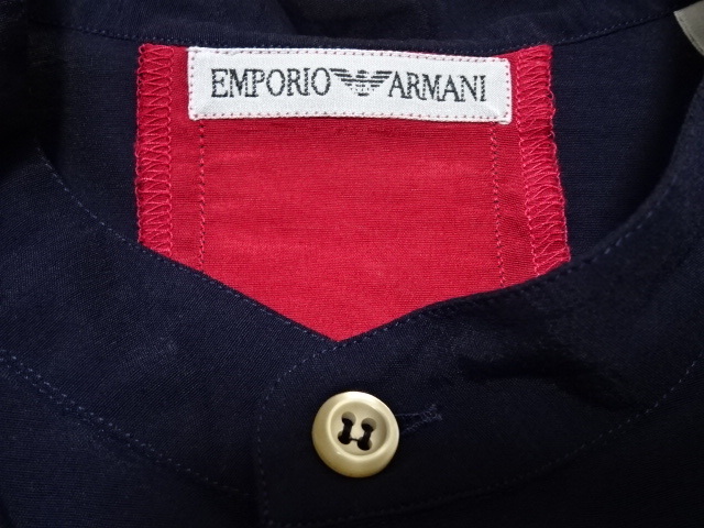 EMPORIO ARMANI 90s vintage original STAND COLLAR SHIRT M size / エンポリオアルマーニ 立ち襟 ドレスシャツ アーカイブ メンズ_画像6