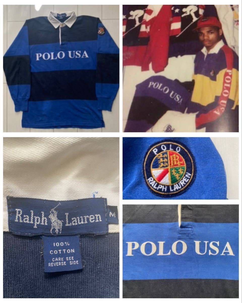 送料無料 80s vintage ビンテージ POLO USA ラルフローレン COOKIE クッキー ボーダー ラガー シャツ blue ブルー 青 90s RRL SPORT 92 93