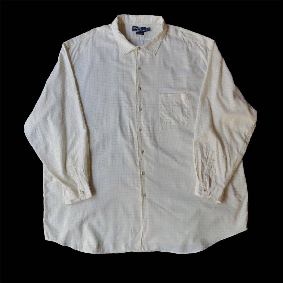 希少サイズ 90s Polo Ralph Lauren 4XLT Tall Size Open Collar Plaid Shirt 90年代 ポロラルフローレン オープンカラーチェックシャツ