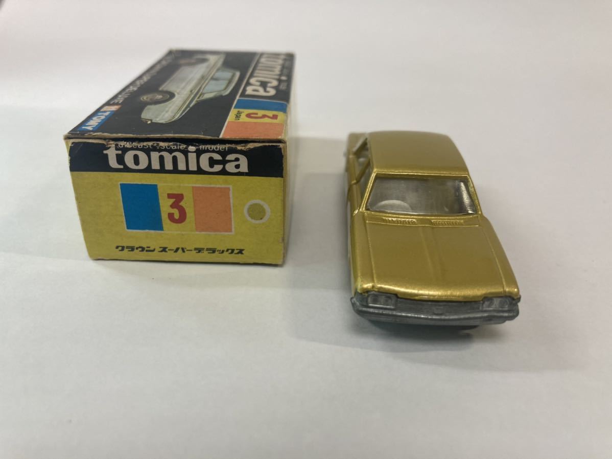 トミカ ミニカー No3 クラウン スーパーデラックス 金 白シート 1Aホイール 箱付きの画像3