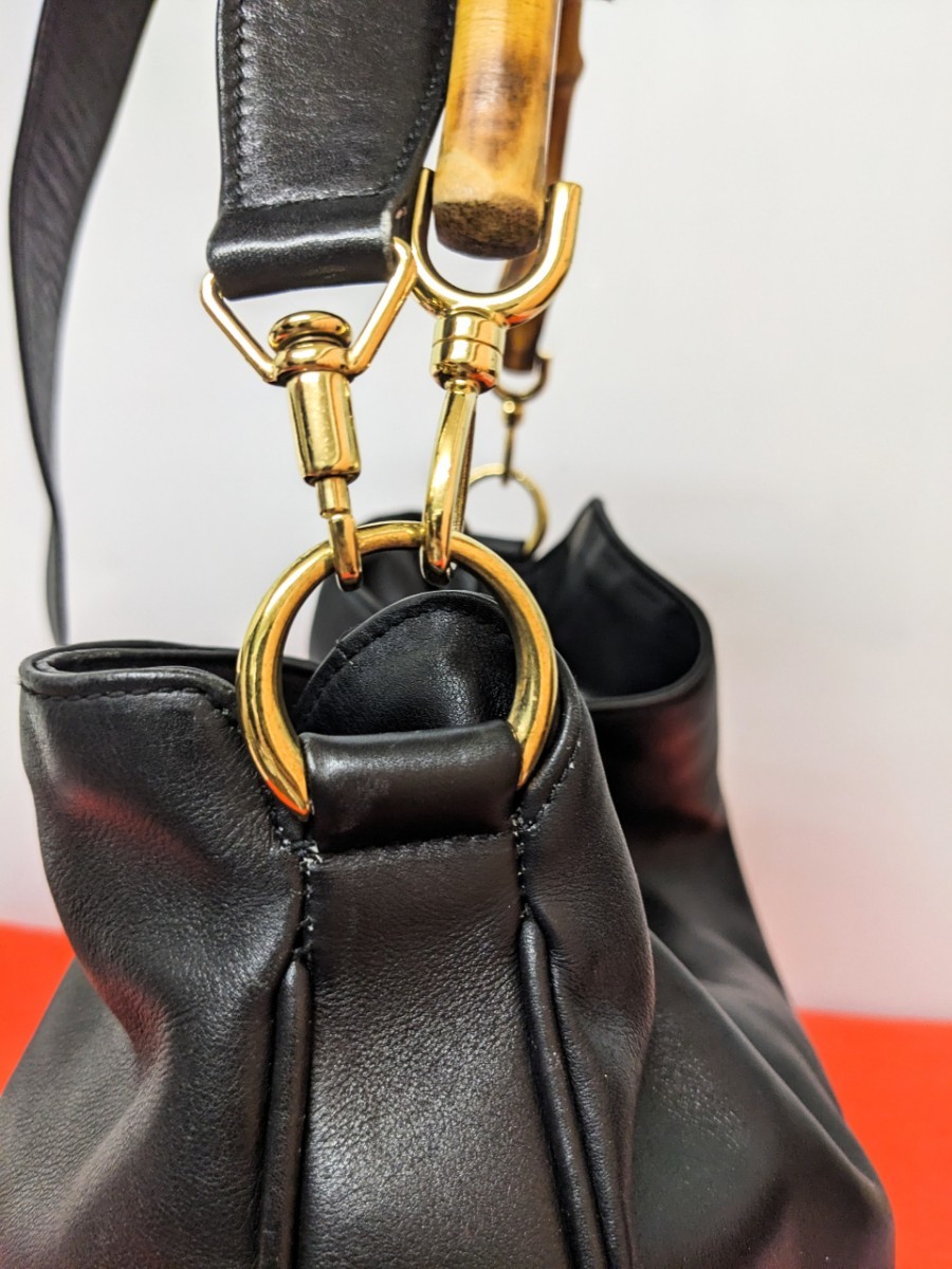 美品 極希少!Gucci バンブー レザーハンドバッグ ショルダーバッグ