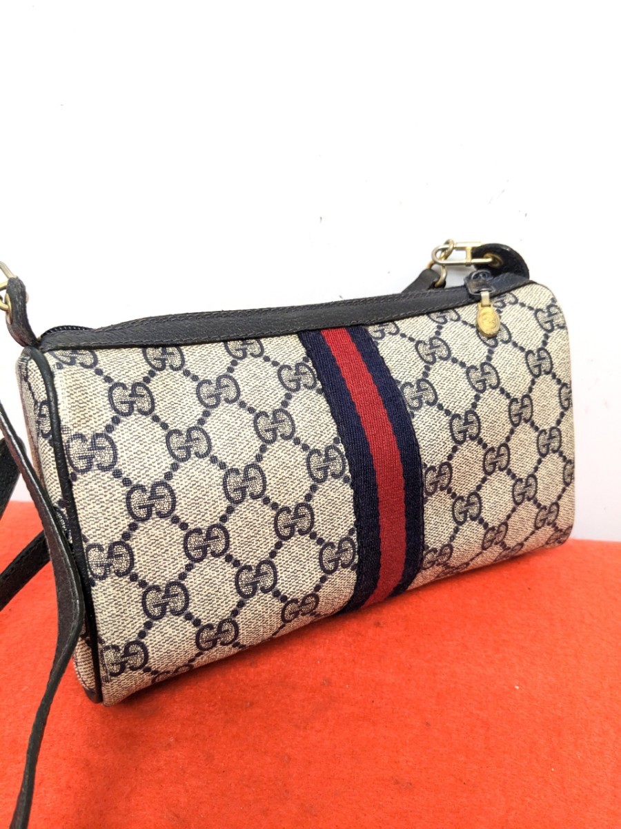 美品 極上!Gucci シェリーライン 2wayショルダーバッグ ネイビー 希少