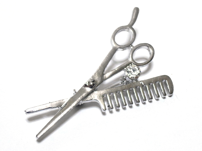 [laperu pin * brooch ] tongs . comb *.*.** beauty .* Barber .* floor shop * haircut *..* hair cut * Kirakira * silver |pin-0117