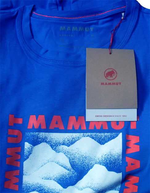  MAMMUT (マムート) グラフィック Tシャツ Lサイズ ice ブルー 