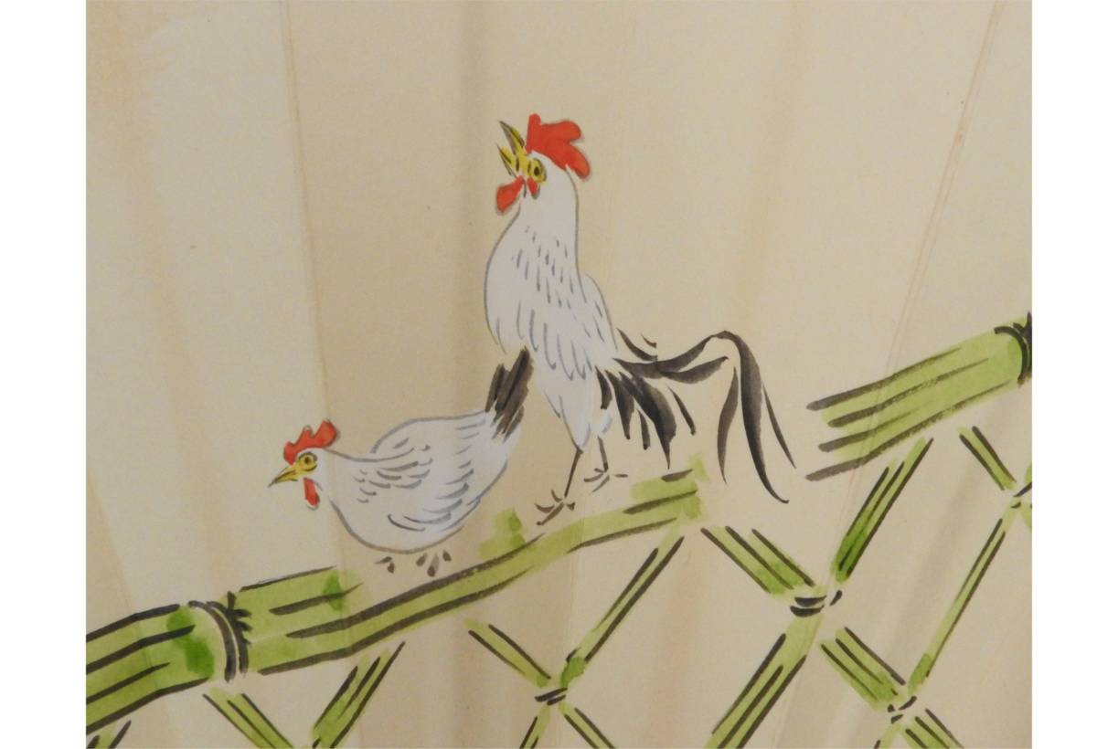 【真作】《扇子》須磨夏郷 鶏図　日本画 須磨対水 掛け軸_画像2