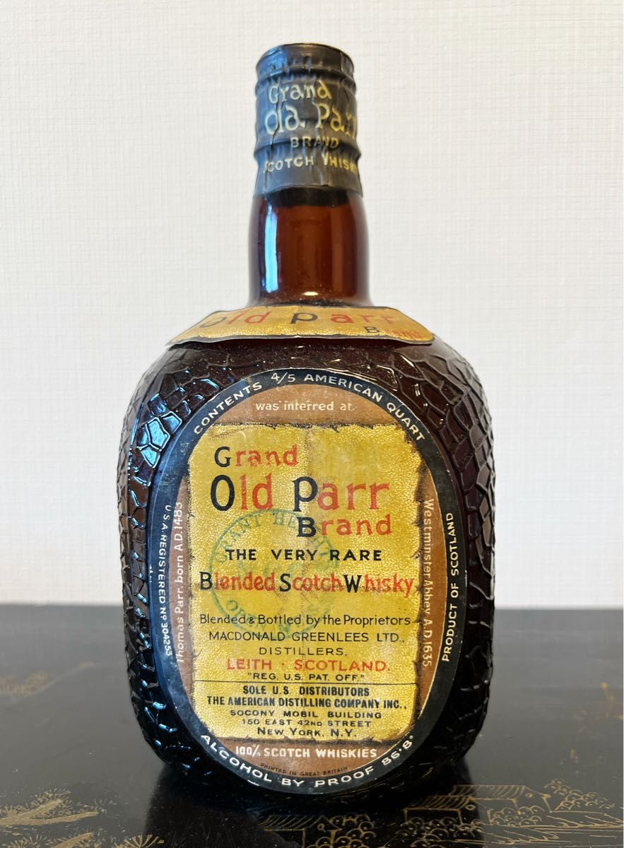 期間限定未開栓古酒1950’sオールドパースコッチウイスキーGrand Old Parr Scotch Whiskyスタンプ印有り