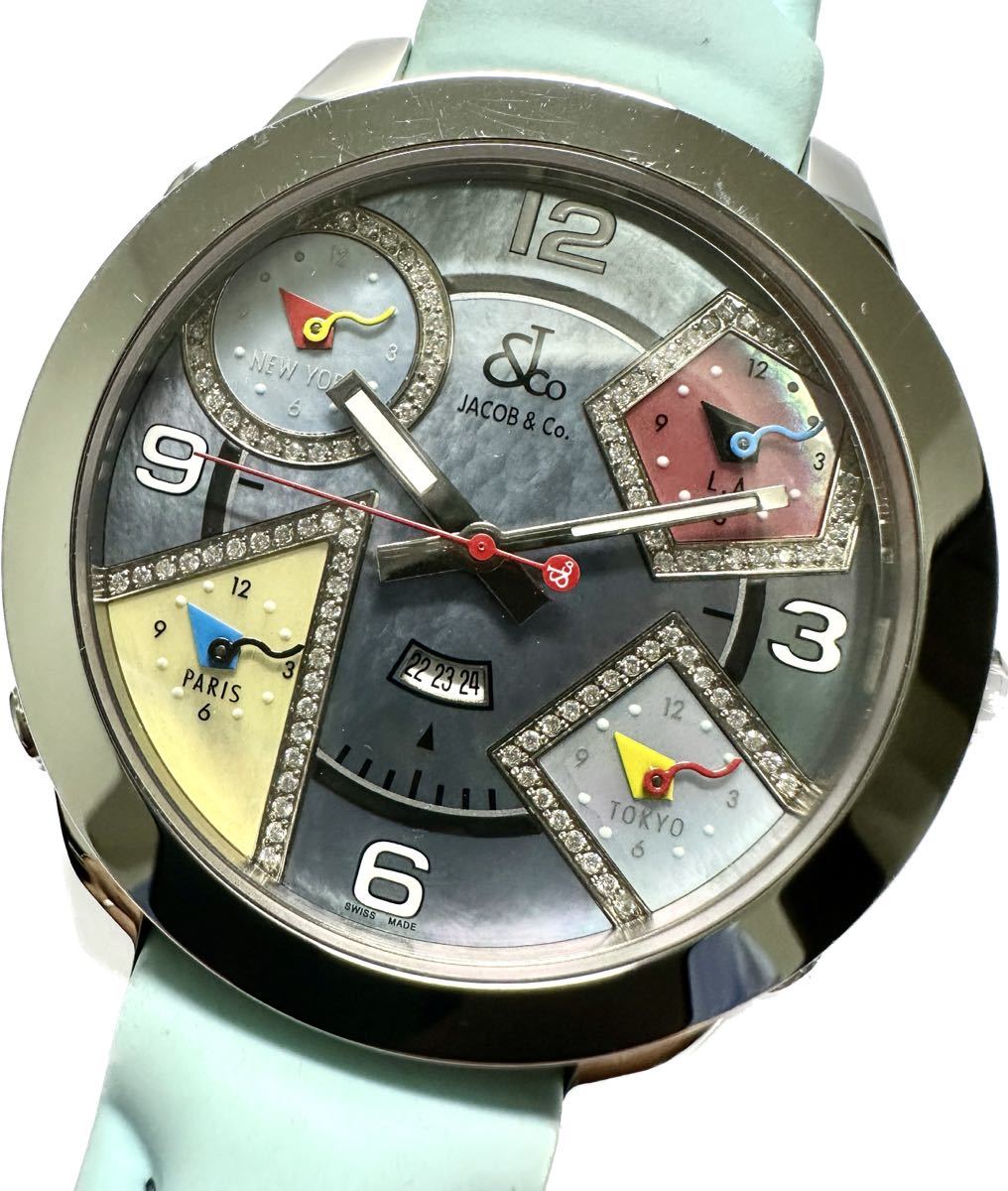 っておりま】 1円〜 Y 美品 JACOB&Co. ジェイコブ 5タイムゾーン A3957