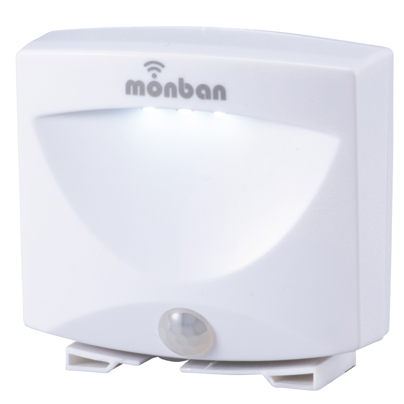LEDフットライト 人感センサー 乾電池式 monban LS-BH02E4-W 07-8209 オーム電機_画像1