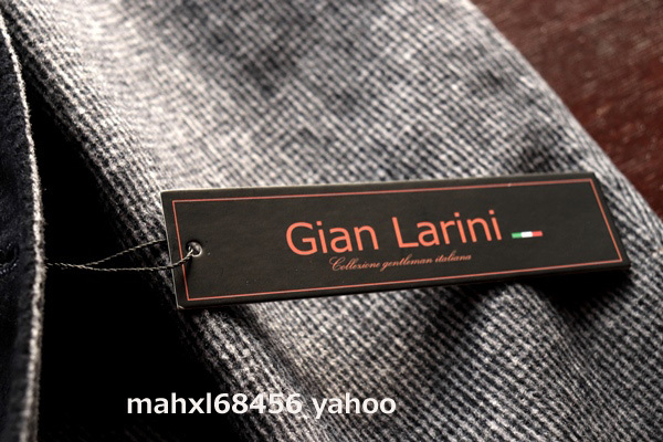 新品■紳士GianLarini50 スプリング wool コート L 灰紺 春 メンズ チェスター 軽量 裏フリース 高品質/カシミヤ混 チェック ステンカラー_画像4