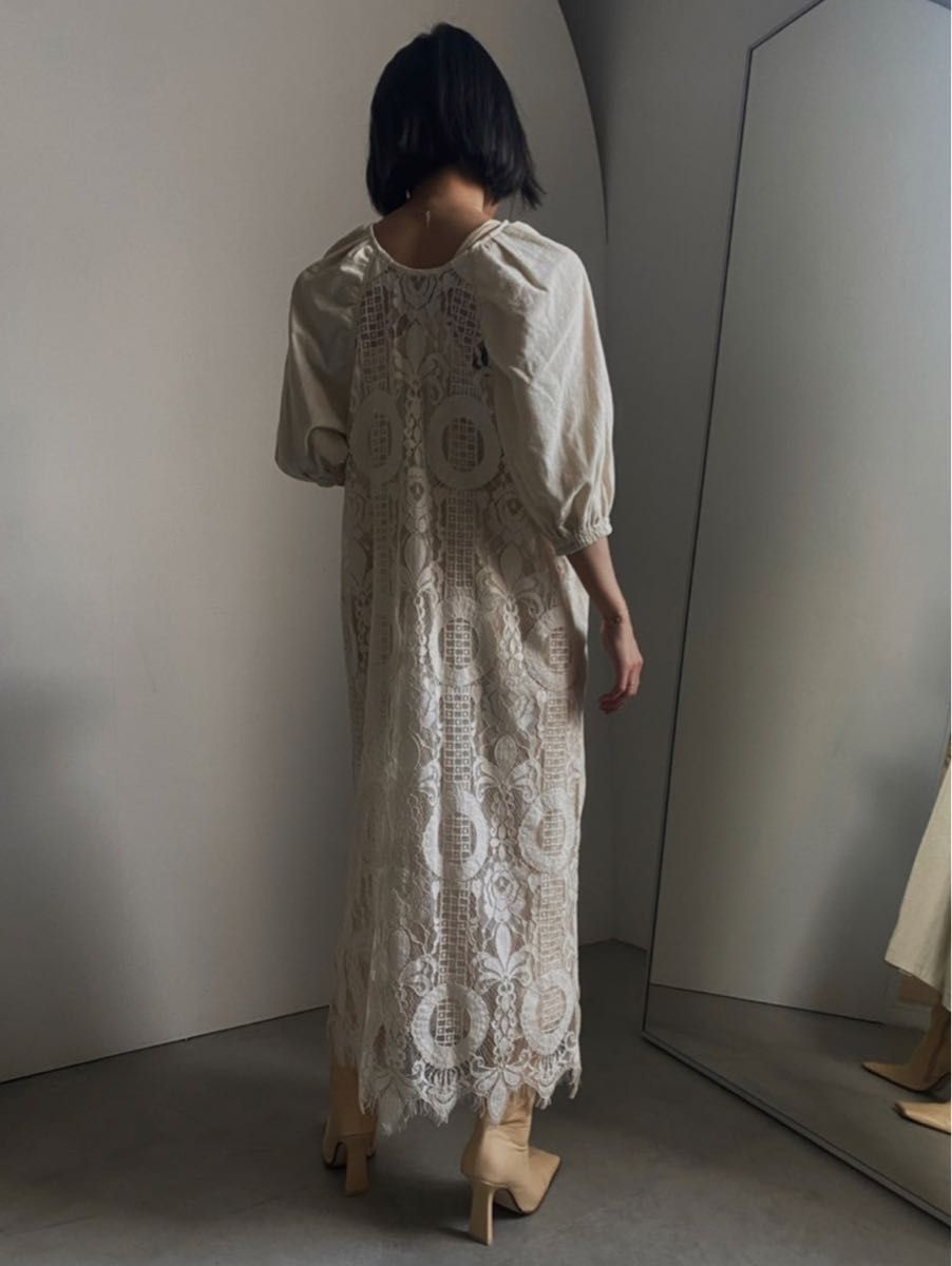 MEDI 2WAY CIRCLE PATTERN LACE DRESS WHT アメリヴィンテージ ホワイト