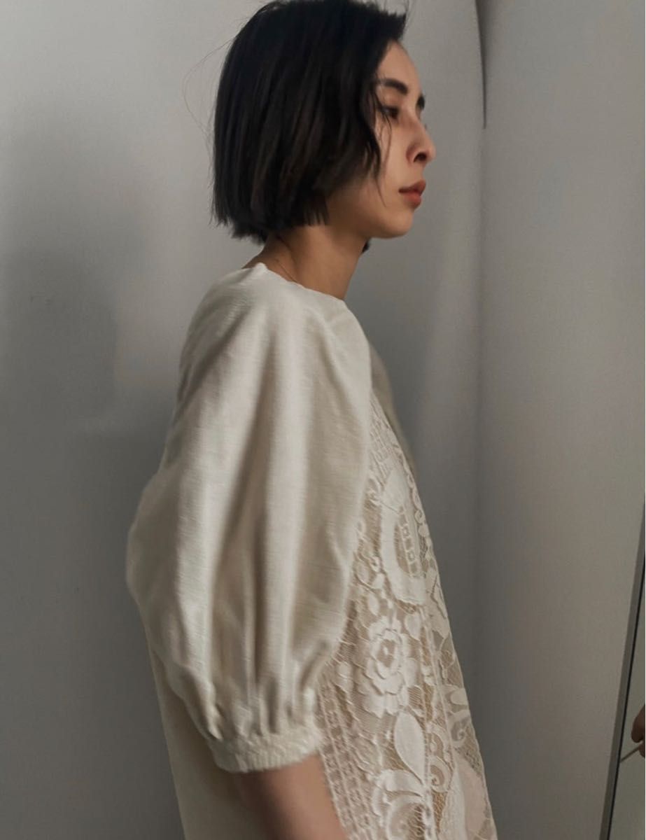 MEDI 2WAY CIRCLE PATTERN LACE DRESS WHT アメリヴィンテージ