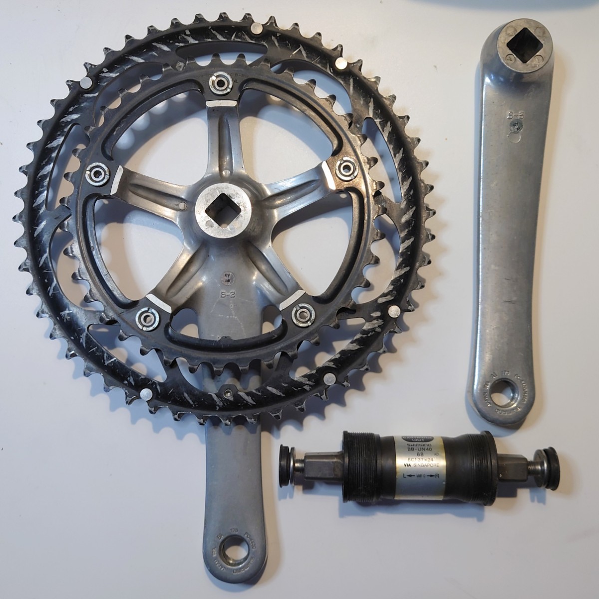 SHIMANO TIAGRA FC-4400 52-39t 9s 170mm BB付き 動作OK シマノ SHIMANO TIAGRA FC-4400 52-39t 9s 170mm BB付き 動作OK シマノ