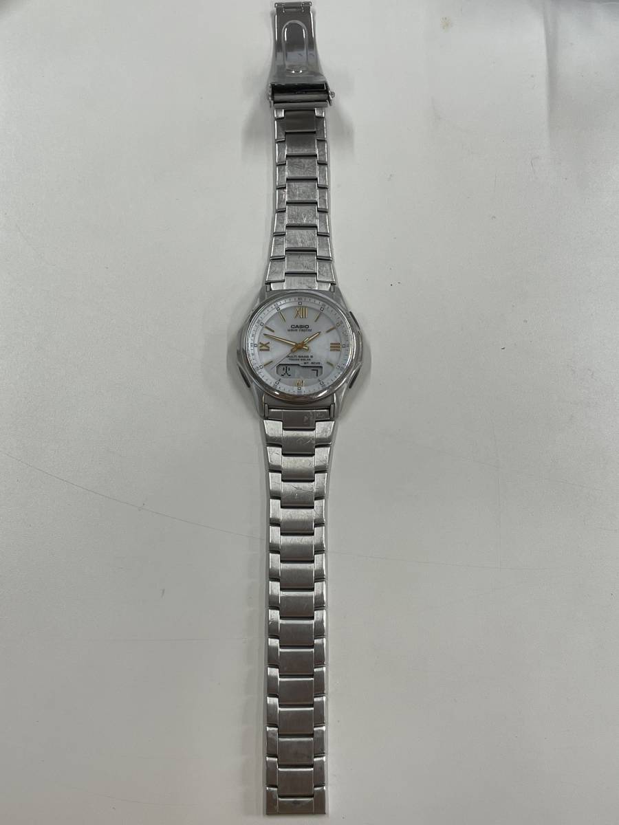 4152　480円～ 稼働品　CASIO/カシオ　ウェーブセプター　WVA-M630　デジアナ　白文字盤　ソーラー電波　メンズ　腕時計　_画像5