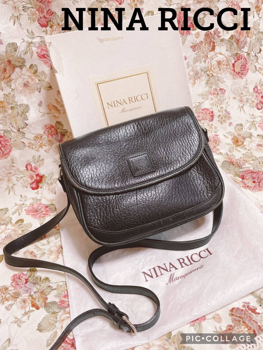 H402 正規品　NINA RICCI ニナリッチ　ブラック　黒　革　皮_画像1