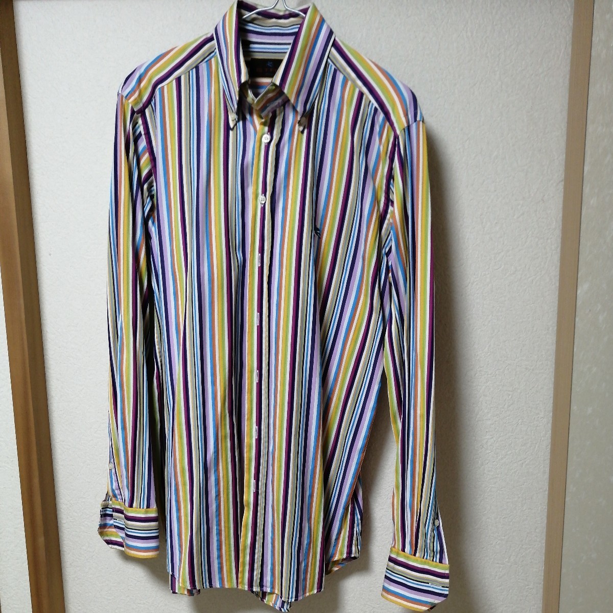  Etro long sleeve shirt multi stripe 2 put on 