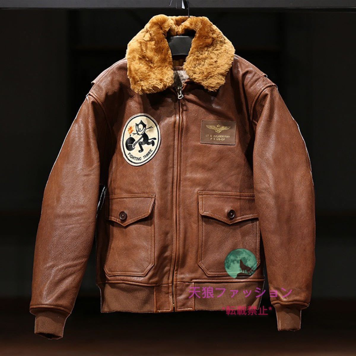 *G-1 flight jacket leather jacket water cow leather sheep leather kau hyde sheepskin leather jacket men's fashion original leather wool collar S~3XL