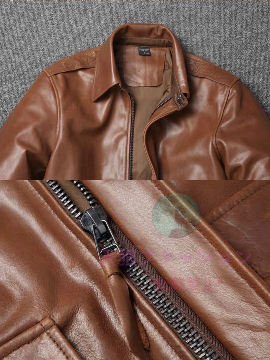 ●A-1 レザージャケット 牛革 フライトジャケット メンズファッション カウハイド シングルライダース 本革 革ジャン 3色 S～4XL_画像7