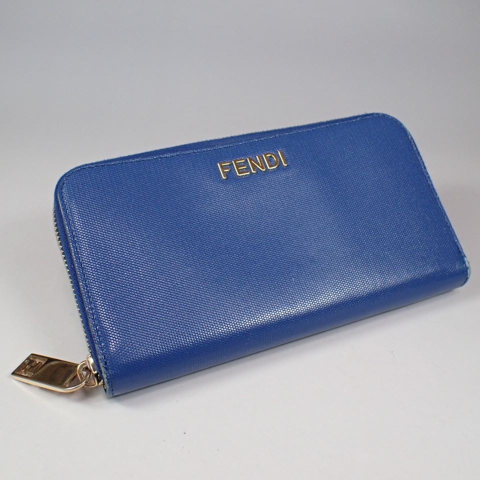 FENDI フェンディ 長財布 ラウンドファスナー 8M0024　 FENDIロゴ ブルー_画像1