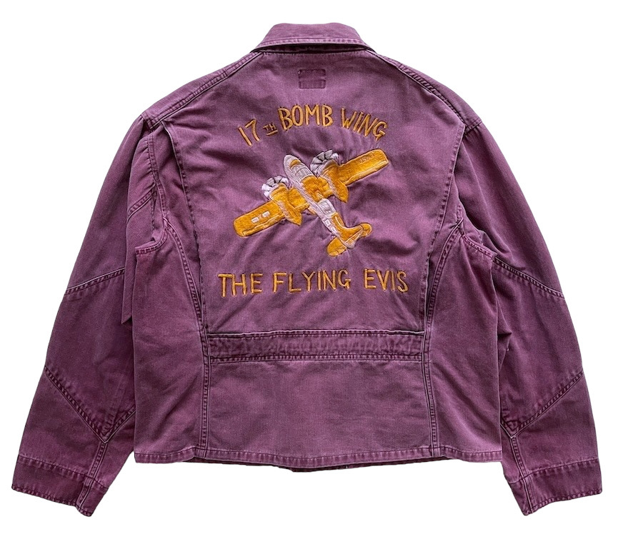  Evisu EVIS the first period house tag .. machine embroidery YAMANE Zip TYPE M-421A summer flight jacket 38