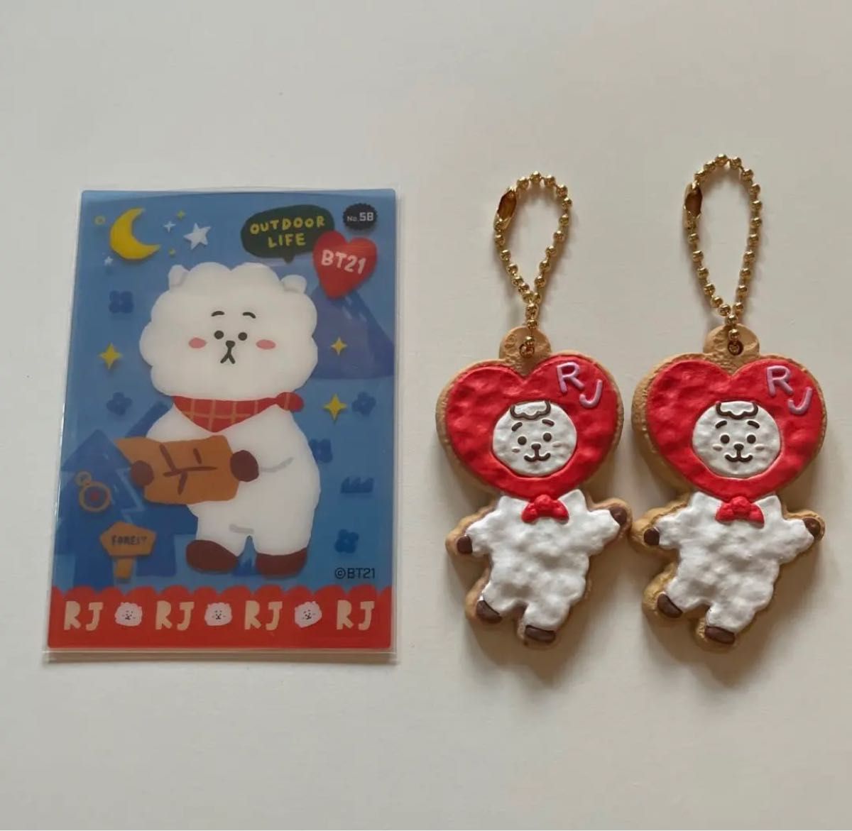 BT21クッキーチャームコット&クリアカード　RJ