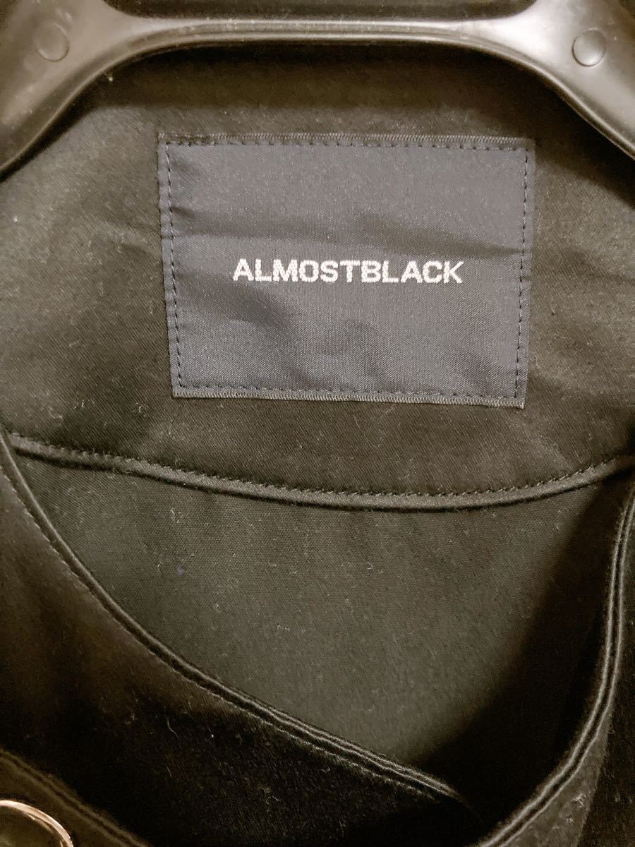 新品未使用ALMOSTBLACKオルモストブラックスタッズノーカラーブルゾンジャケットコートオールモストブラック