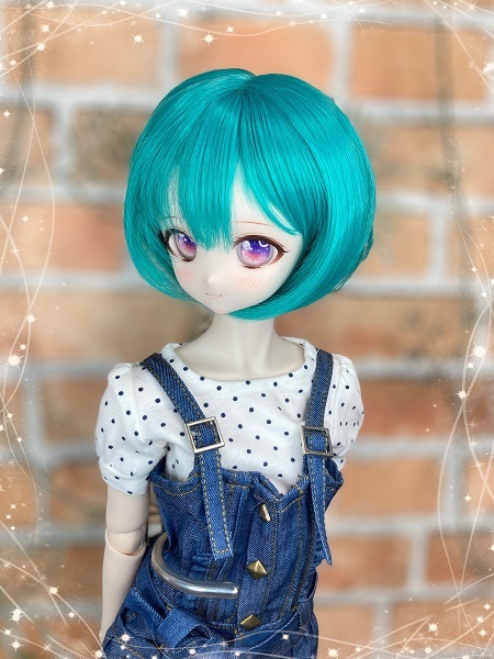 ●ドールウィッグ*ショートボブ*ネギ色*9～9.5インチ（MDD DD SD SmartDollなど）●dollwig*doll wig●_画像3