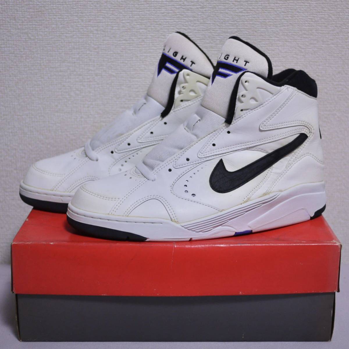 “Dead Stock” 1993年製 Original NIKE AIR SONIC FLIGHT SL HIGH US10 28cm オリジナル ナイキ エア ソニック フライト OG 930026-101_画像1