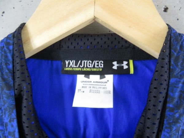 017c30◆良品◆キッズサイズ◆UNDER ARMOUR アンダーアーマー フーディ ナイロンジャージ ジャケット YXL/ウインドブレーカー/パーカー_画像7