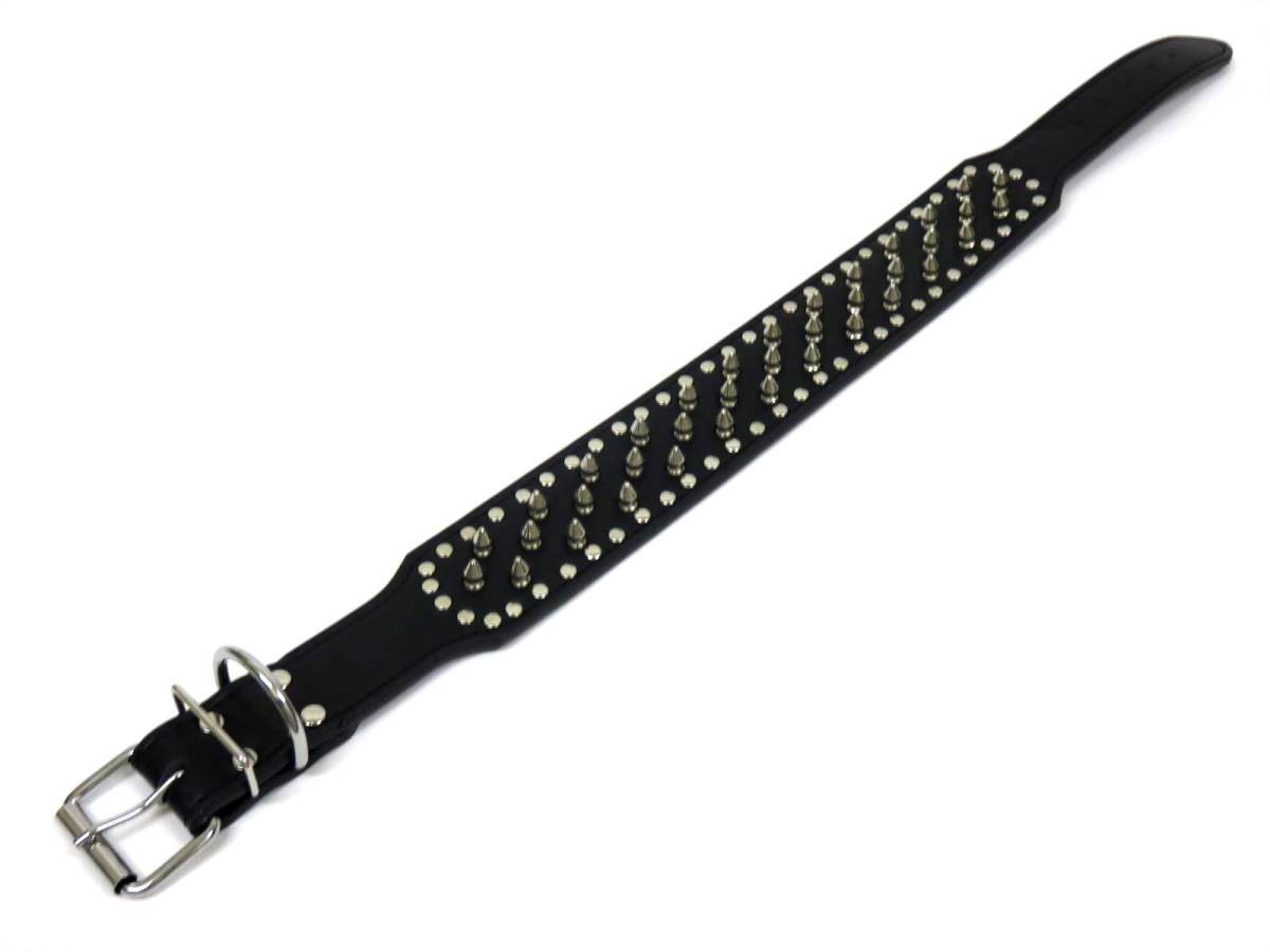  black L studs necklace for large dog neck around 54~62cm rom and rear (before and after) width 5cm PU leather togetoge spike color black pet accessories interior walk new goods free shipping 