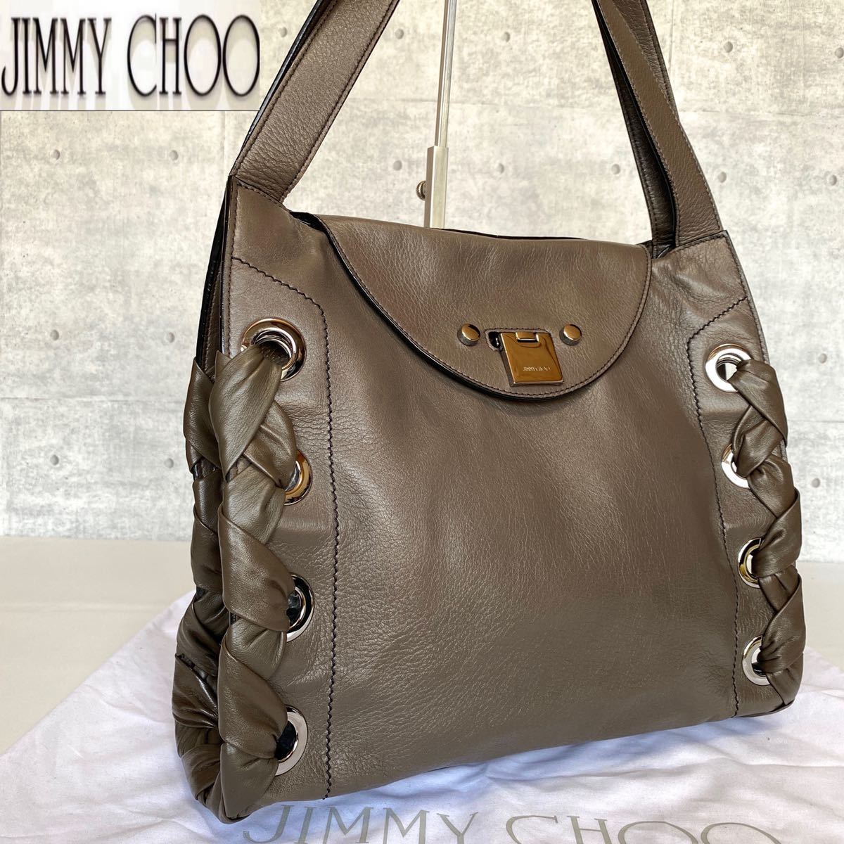 美品】JIMMY CHOO RION ダークブラウン セミショルダーバッグ-