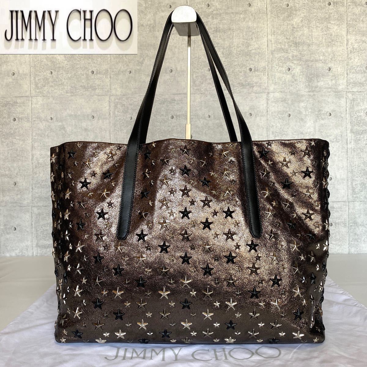 美品 ブラック 2way Jimmy ジミーチュウ チェーンショルダー Choo JIMMY ジミーチュウ ピムリコ MINI PIMLICO  ハンドバッグ ハンドバッグ トートバッグ イタリア製 ショルダーバッグ ナッパレザー メタリックブロンズ イタリア製 ARTIE