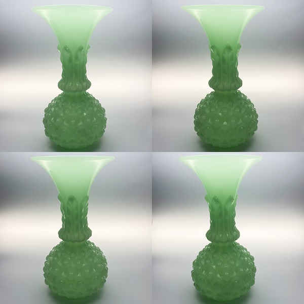 レア】オールド バカラ フラワーベース 花瓶 BACCARAT オパーリン 緑