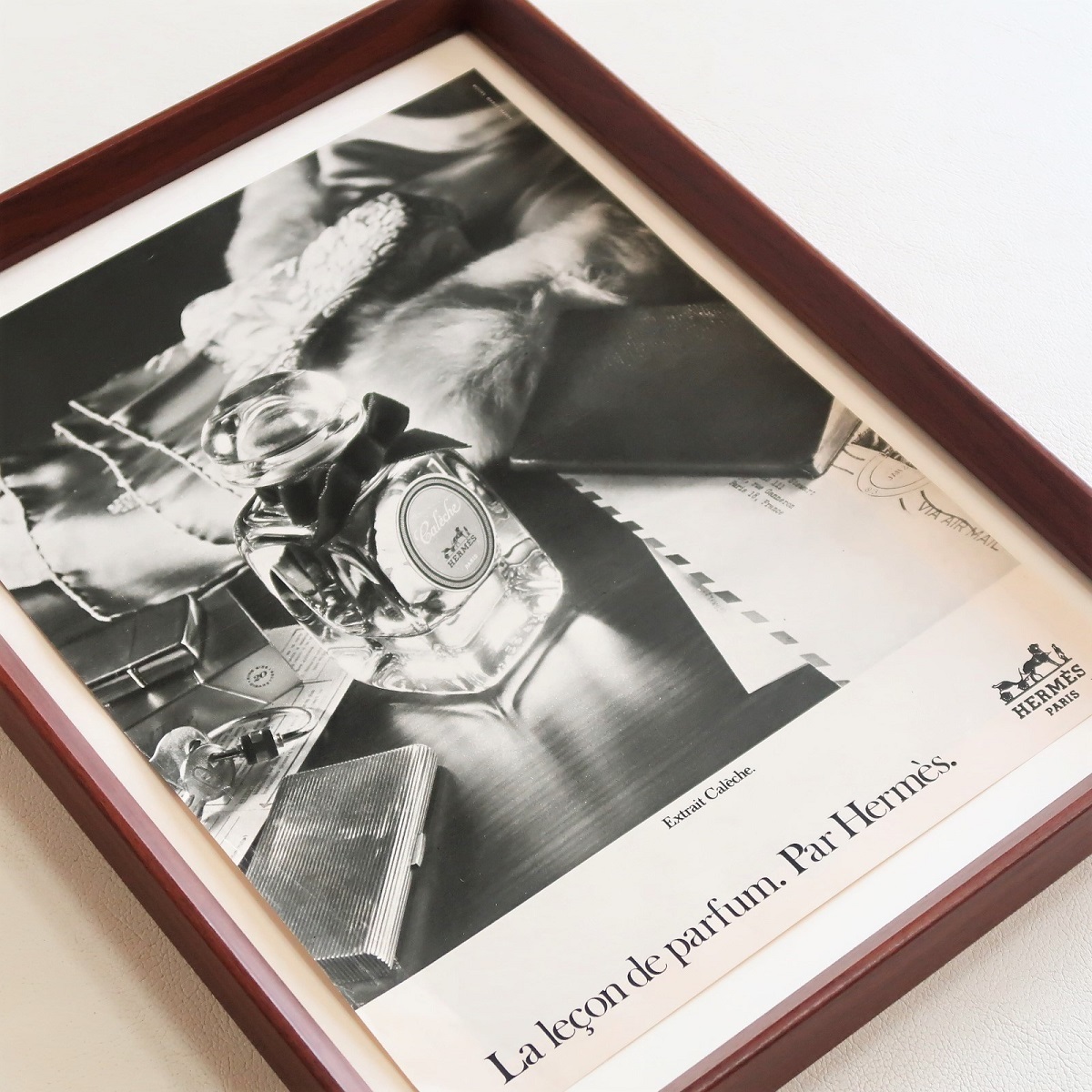 HERMES エルメス 1973年 Caleche カレーシュ 香水 フレグランス フランス ヴィンテージ 広告 額装品 アートフレーム インテリア ポスター_画像2