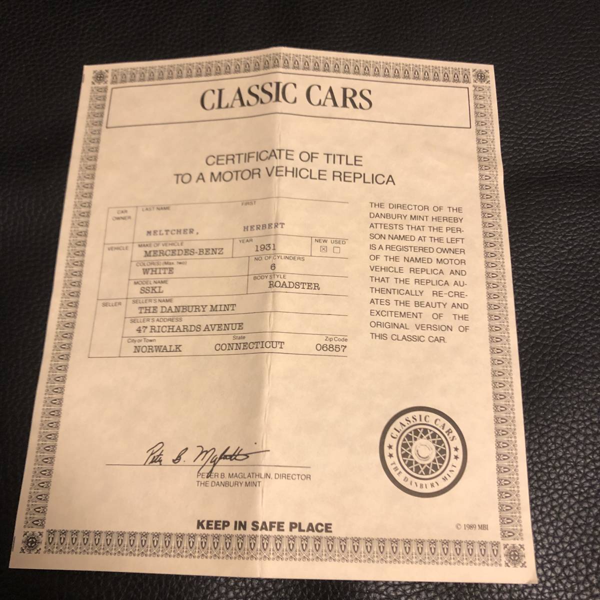  beautiful goods / original box * certificate attaching * Dan Bally mint 1931 Mercedes Benz SSKL 1/24 / Lupin III * Vintage 
