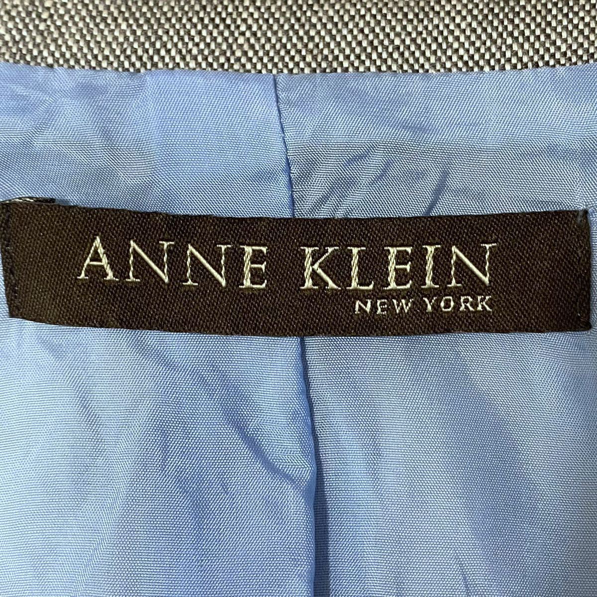 【ANNE KLEIN】 麻混合 スカートスーツ セットアップ サマースーツ グレー サイズ9の画像8