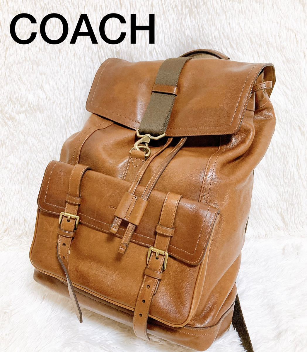 美品COACH コーチ ブリーカー リュック ブラウン レザー 70786