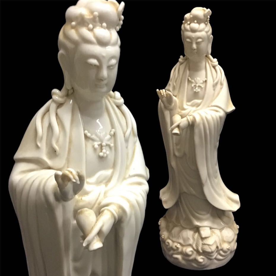 激安人気新品 中国美術 徳化窯 白瓷観音立像 白磁 仏像 仏教美術 高さ