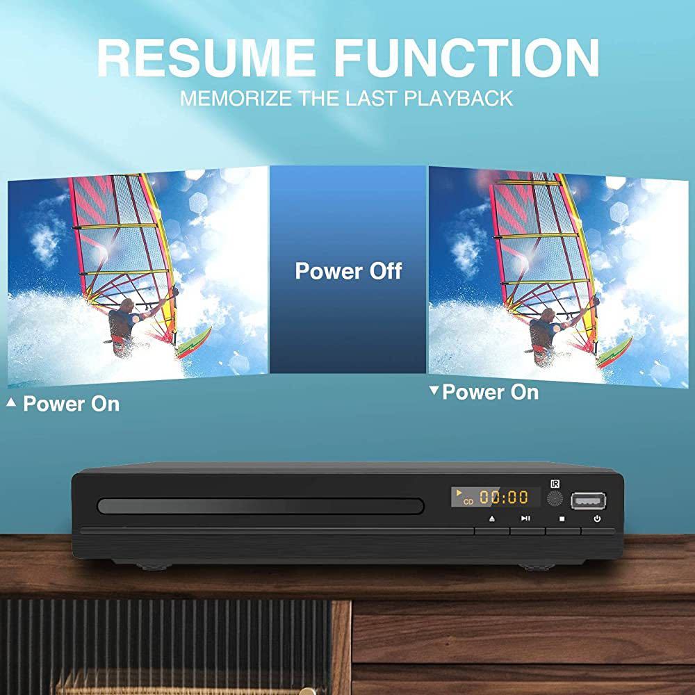 DVDプレーヤー HDMI 1080Pサポート CPRM対応 DVD/CDディスクプレーヤー再生専用 RCA/HDMIケーブル付属 RCA/HDMI/USB端子搭載