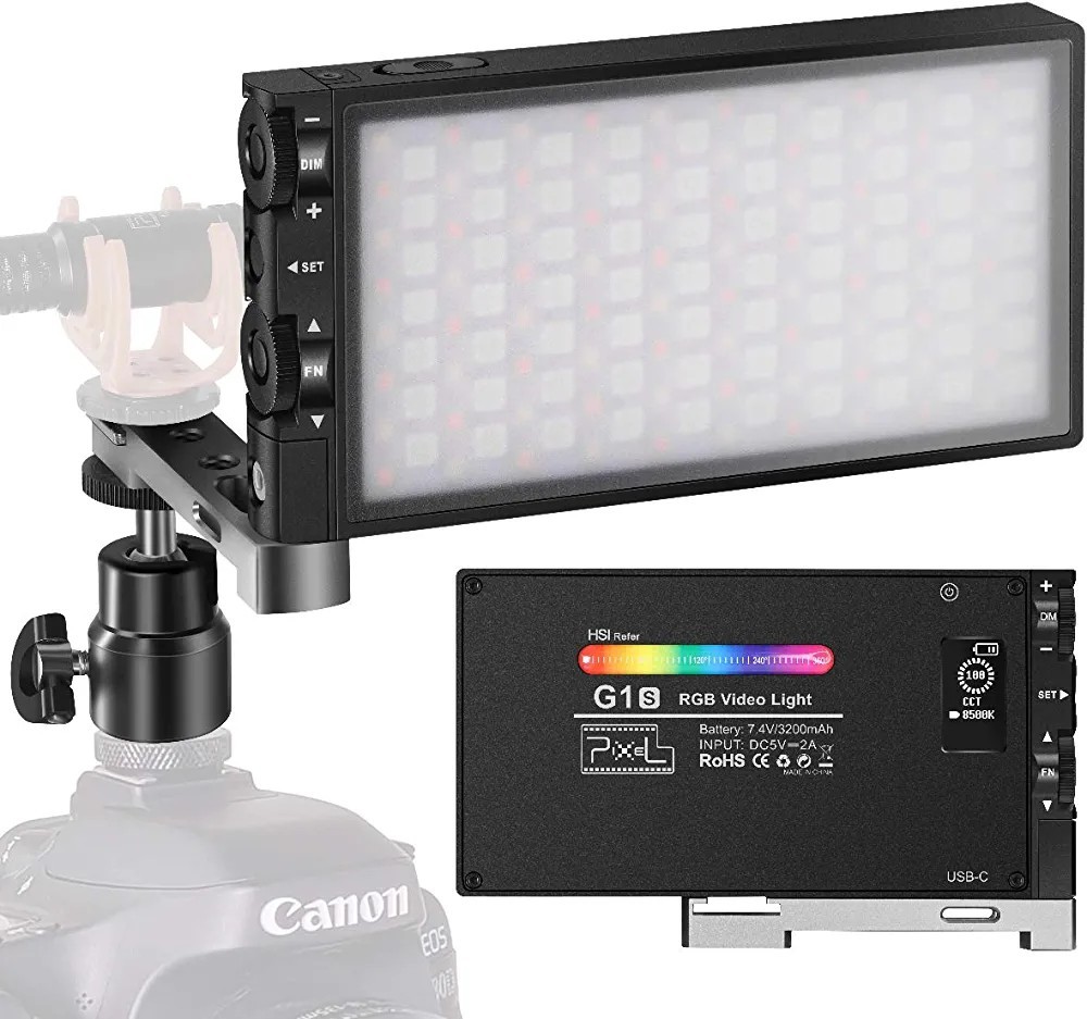 G1S RGB LED ビデオライト 撮影用ライト 撮影照明ライト2500K-8500K CRI 97+ 360°フルカラー USB-C充電式 小型 軽量 超薄型LEDライト