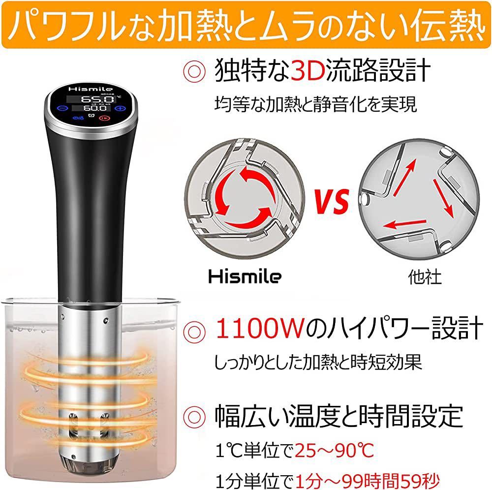 低温調理器 コンパクト軽量IPX7防水 1100W レシピ付き 家庭用 正規品 国内品質サポート プレミアム真空調理器 HS-SVPRO