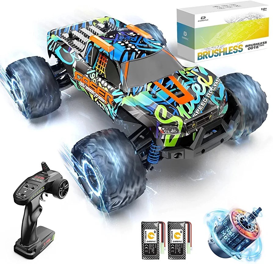 DEERC radio-controller high speed radio controlled car off-road brushless motor 4WDRC car speed 50KM/H 40 minute mileage . adult oriented child gift four wheel drive 