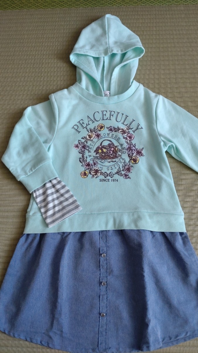 USED美品■motherways　マザウェイズ　等■女の子　ワンピース　トップス　4枚セット■130 140■女児　120 110　長袖　パーカー　7-9歳_画像4