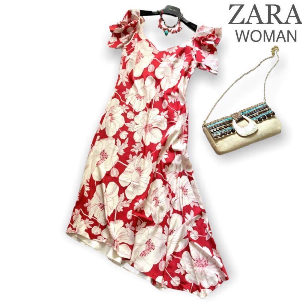 ZARAザラ 花柄リゾートワンピース ドレス ロング アシンメトリー ZARAザラ 花柄リゾートワンピース ドレス ロング アシンメトリー