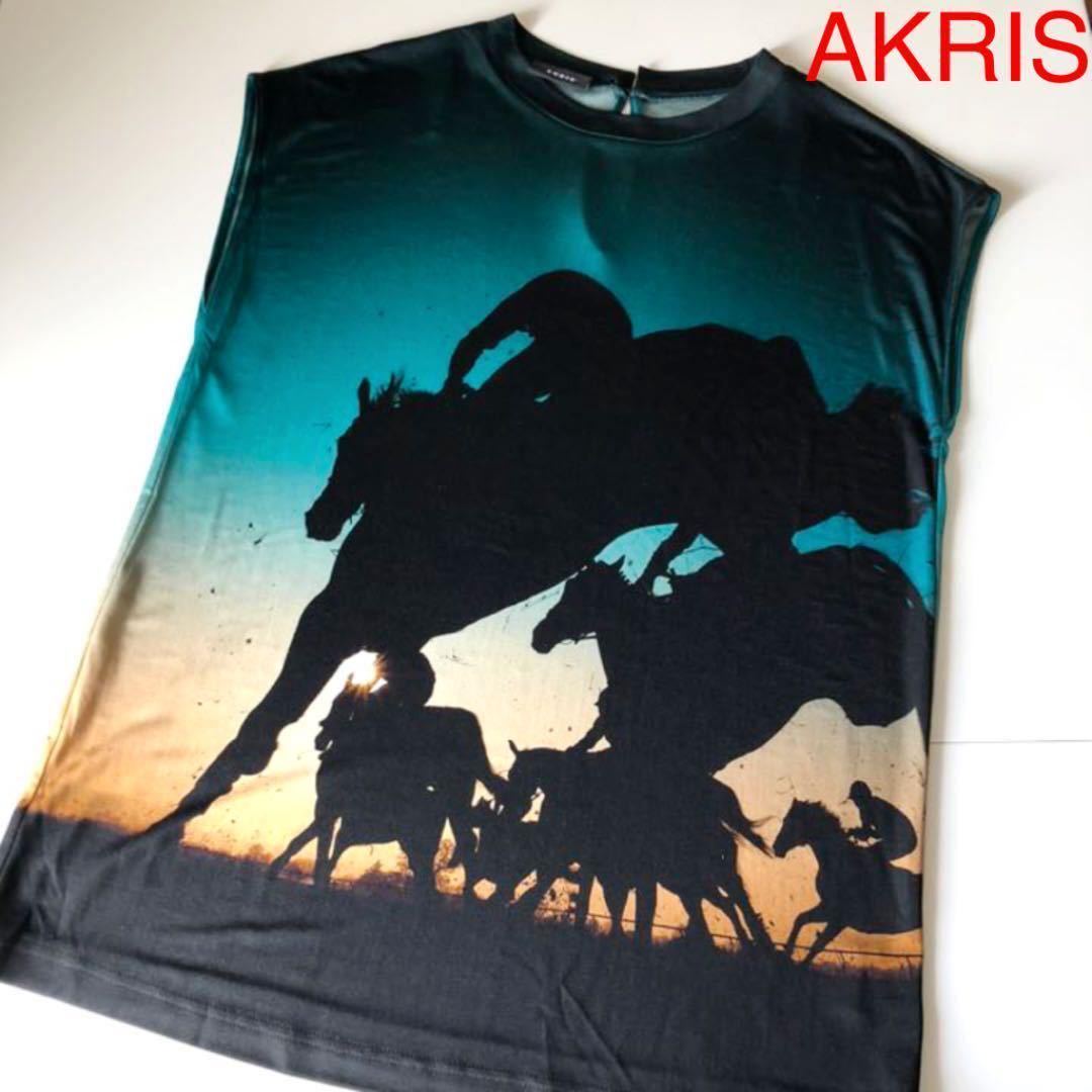 AKRIS Horse-Print アクリス 馬プリント シルクカットソー トップス