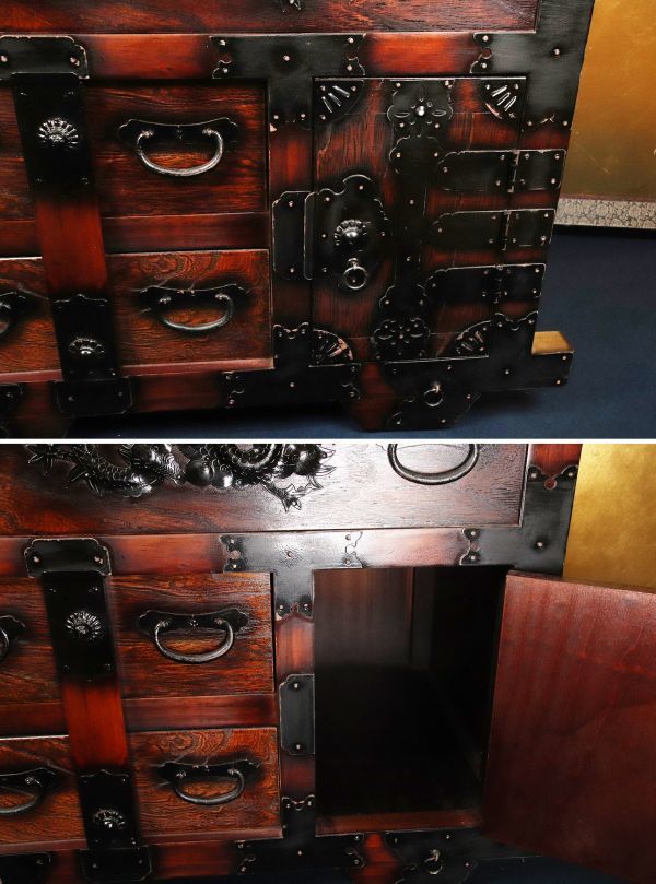 BE006 時代家具 伝統工芸品 木製 車箪笥 収納 桟付 | paradaabogados.com