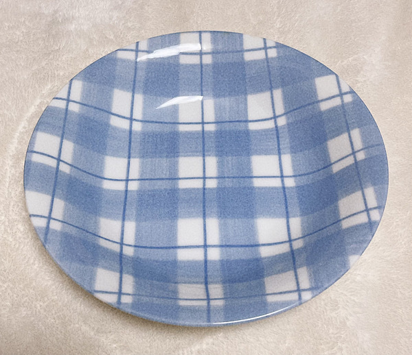 KIRII JAPAN 洋皿 直径21cm 2枚セット 皿 チェック 青 ピンク ペア食器 食器 中皿 ブルー RANGE WARE_画像4