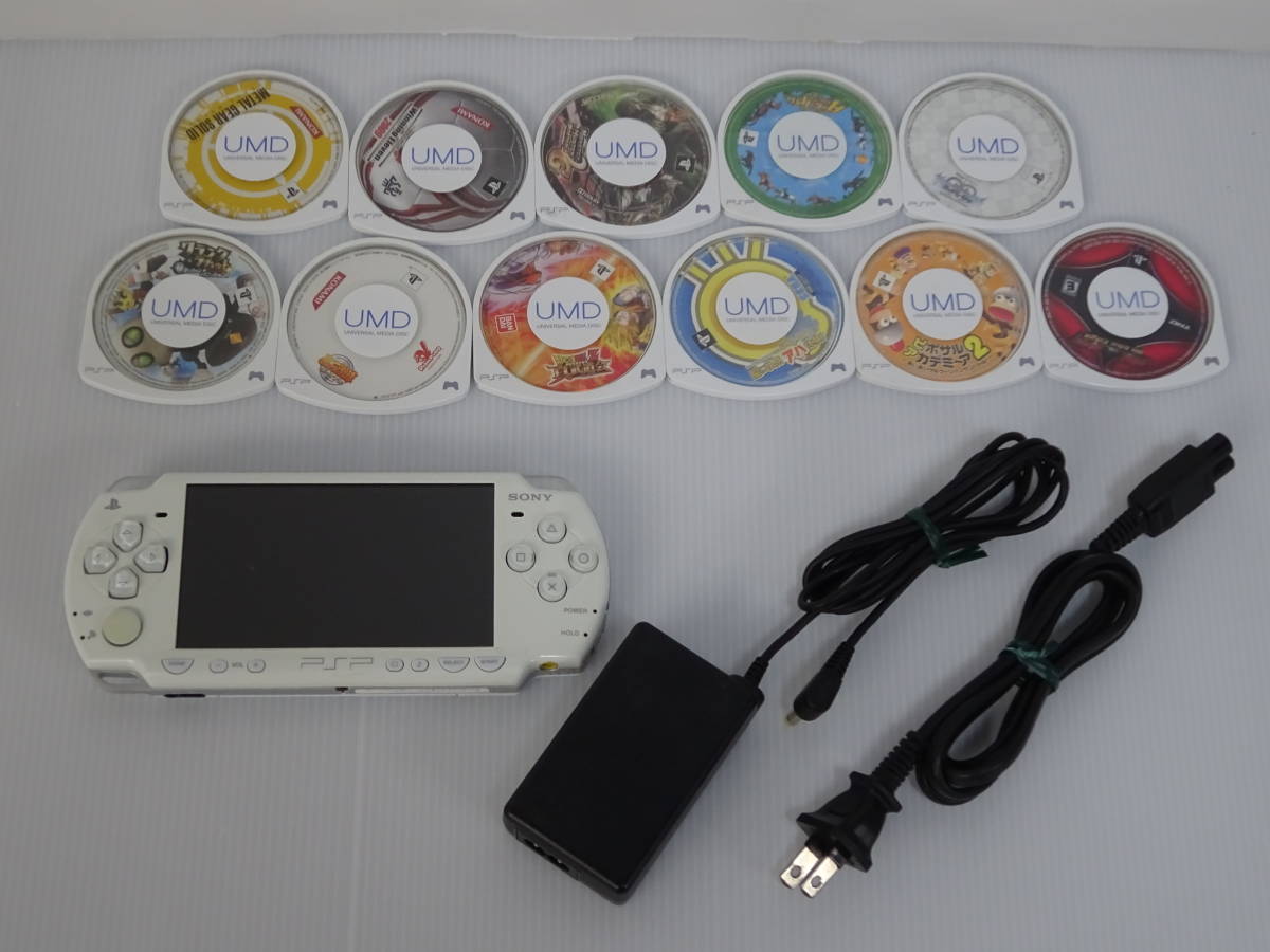 一番人気物 中古 SONY PSP-2000 本体 白 ソフト11本 ソニー