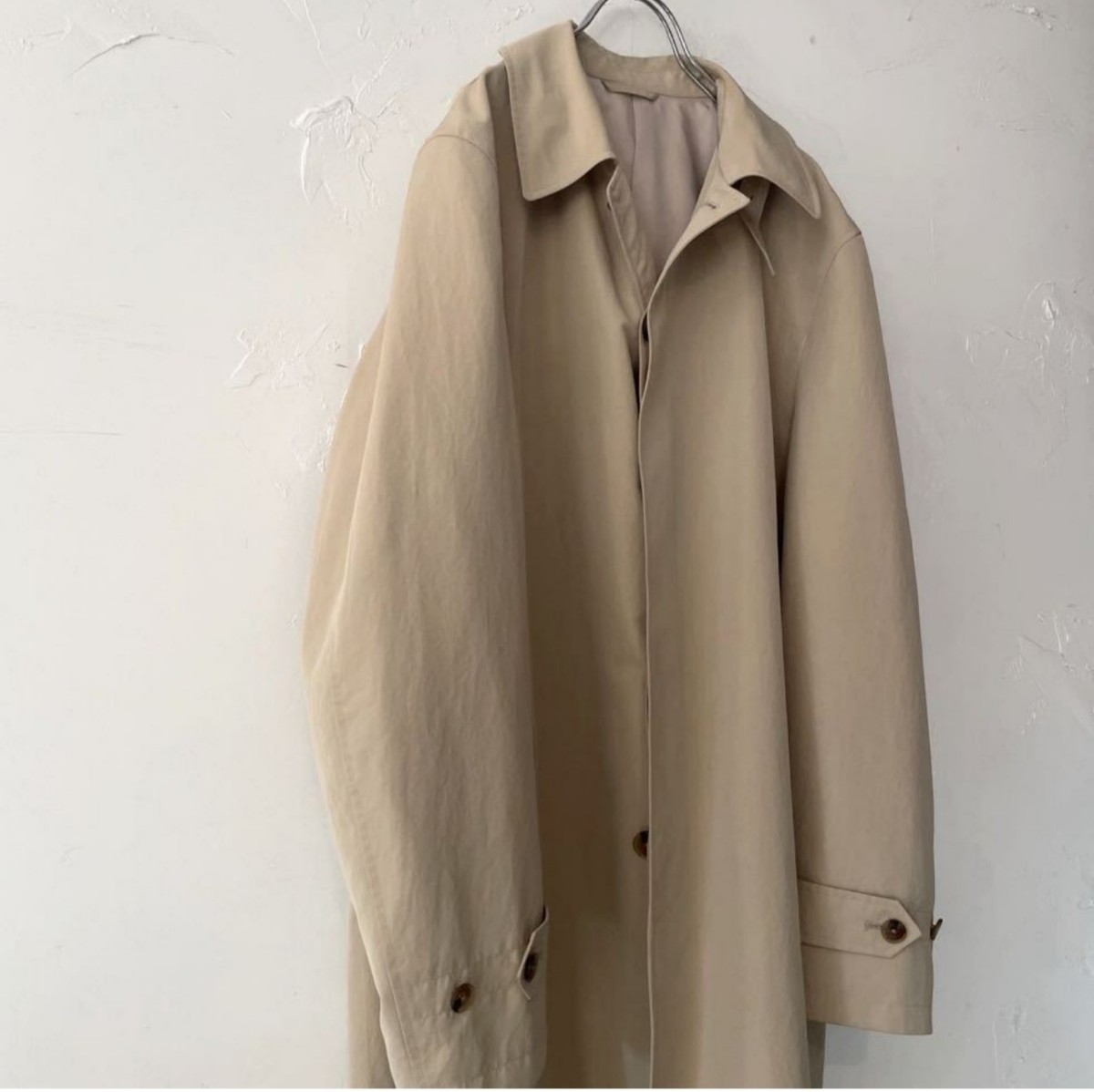 ブルックスブラザーズ バルカラー ロングコート Brooks Brothers ステンカラーコート スプリングコート 比翼仕立て ベージュ L~XL