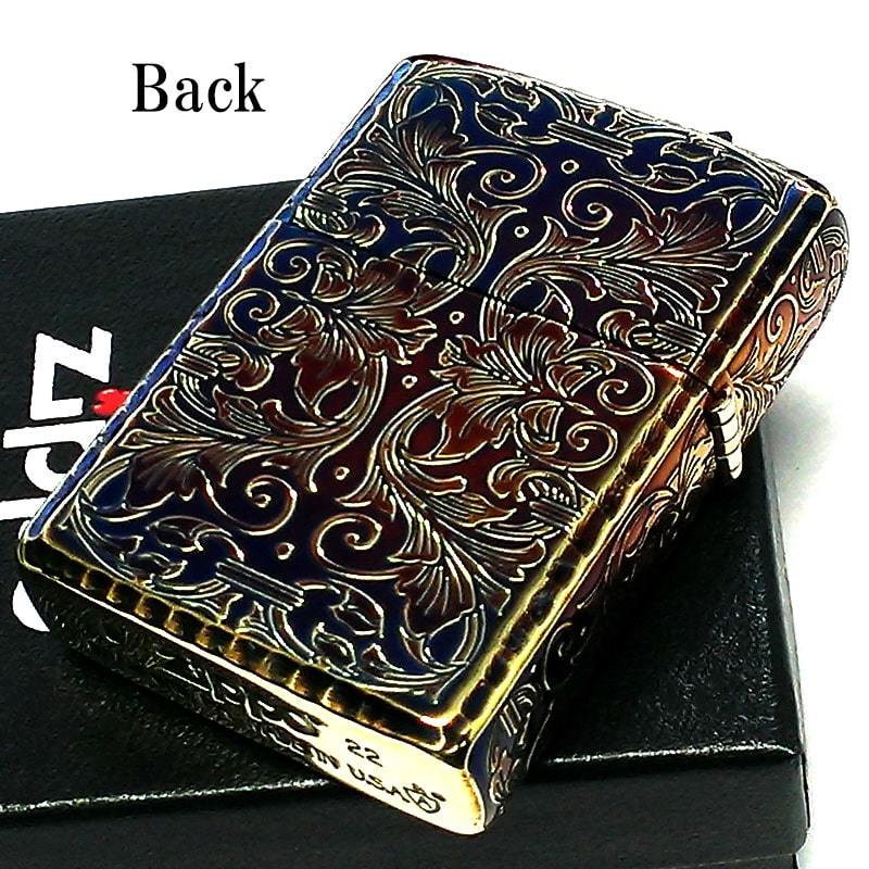 ZIPPO 限定 アーマー アラベスク ５面彫刻 オーロラゴールド 金鍍金 いぶし加工 ジッポ ライター シリアルナンバー入り 唐草 リーフ 銀_画像3