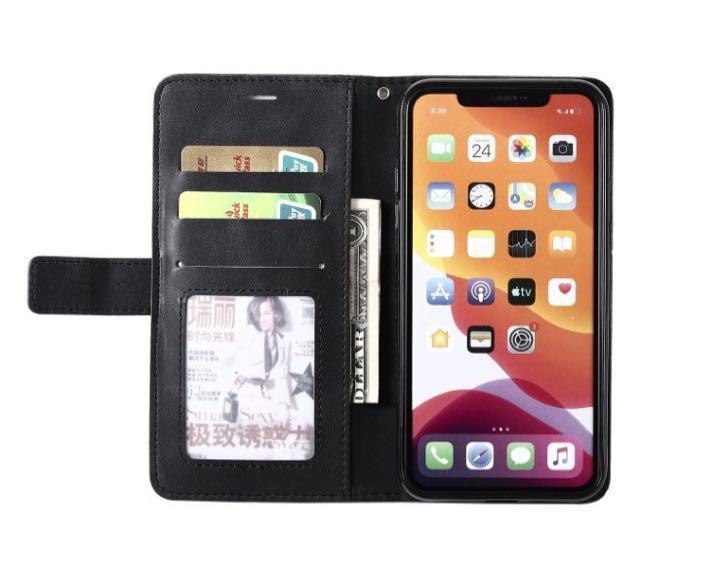 【新品】iPhoneケース iPhone12/12pro 手帳型 ブラック カード収納 カード入れ付き iPhoneカバー
